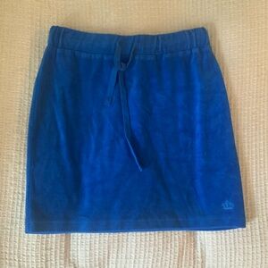 Vintage Blue Juicy Couture Velvet Mini Skirt Micro Y2K Velour Drawstring Small